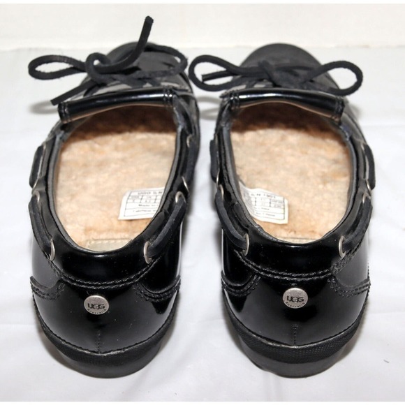 UGG Ashdale Duck Shoes Women's‎ 6 Black Patent Leather Shearling Lined 1901 - Picture 5 of 8